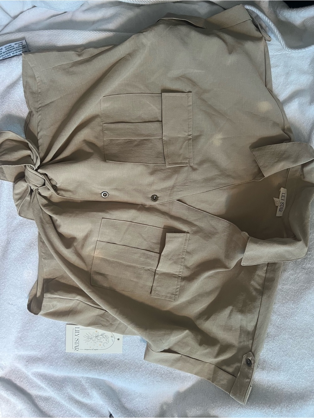 Lily Star Men's Lightweight Short-Sleeve Utility Shirt Jacket in Tan